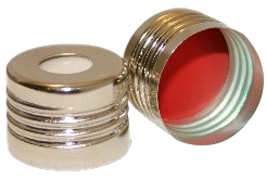 CS-100043 - 20 mL, 18 mm Magnet Screw Cap, Red PTFE/White Silicone 0.050 Thickness, Ultra Low Bleed, D45, Pkg. 1000