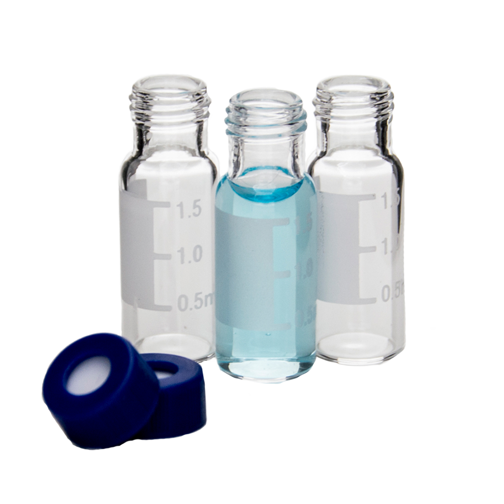 CV-100059 - 2 mL Clear Glass 11 mm Snap-Top Cap Vial Write-on Patch Wide Open, Natural White Silicone/Red PTFE, Pkg. 100 - Convenience Kit