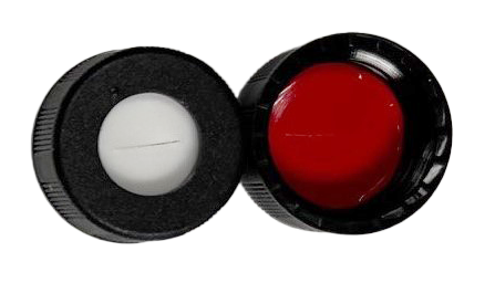 CS-100007 - 2 mL, 9 mm Black Screw Cap, SLIT, Red PTFE/ White Silicone 0.040 Thickness, Pkg. 1000