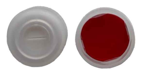 CS-100036 - 2 mL, 11 mm Clear Snap Cap, PRE-SLIT, Red PTFE/White Silicone 0.040 Thickness, Pkg. 100