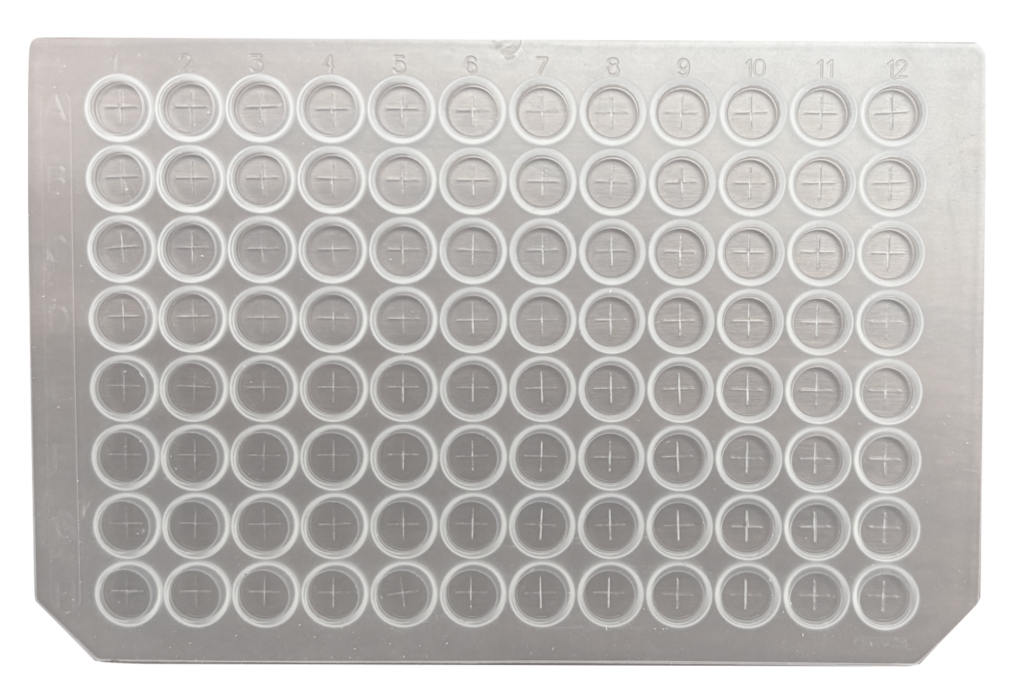 CS-100059 - 96 Round Well Plate Sealing Mat, PRE-SLIT 8 mm Diameter Short Plug, Premium Clear Silicone, Pkg. 5