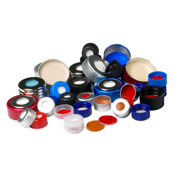 CS-100101 - 2 mL, 11 mm Natural PerkinElmer Snap Cap, Red PTFE/White Silicone 0.040" Thickness, Pkg. 100
