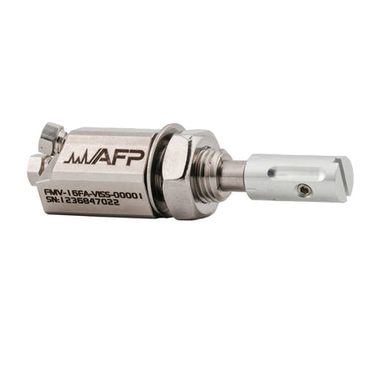 FMV-16FA-VISS-00001 - Flow Metering Valve, 1/16" fine adjustment, Viton, SS300, short nut, 10 µm frit, clear, lubricated (Needle Valve)